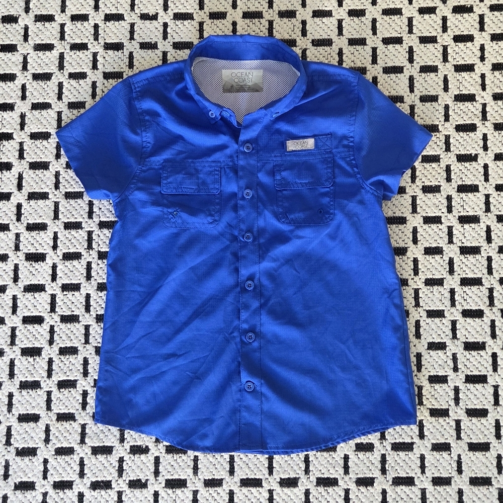Ocean + Coast Boys Button Down Fishing Shirt, Size 7